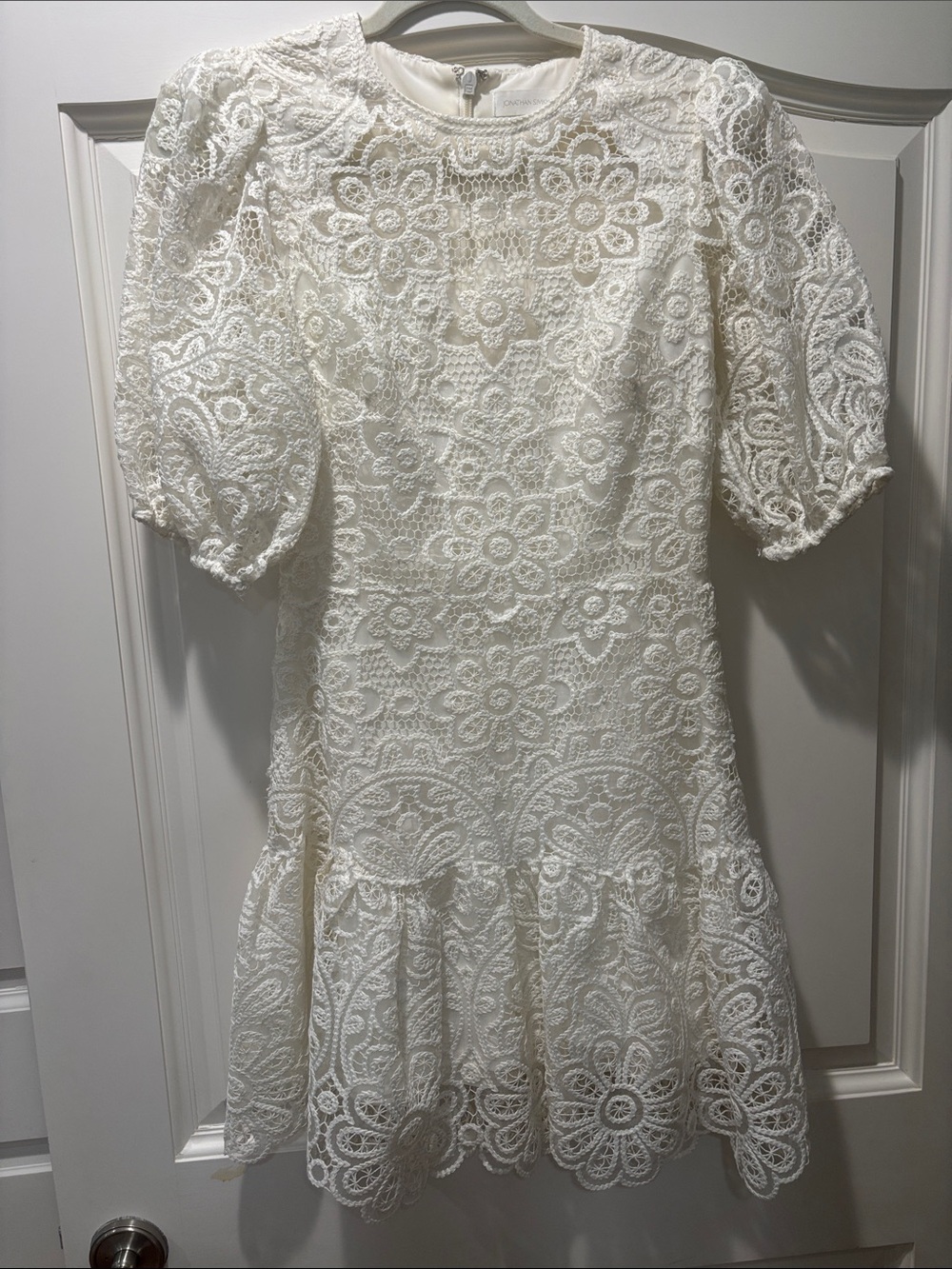 JONATHAN SIMKHAI Women's White beach party Lace Puff-Sleeve Dress size 2